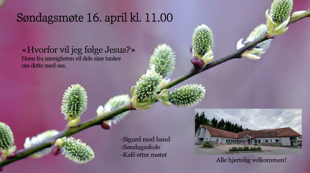 Søndagsmøte 16. april kl. 11 1